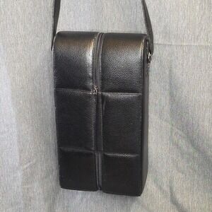 Vintage Leather And Velvet Double Wine Bottle Carrying Case Classy‎ Outing...